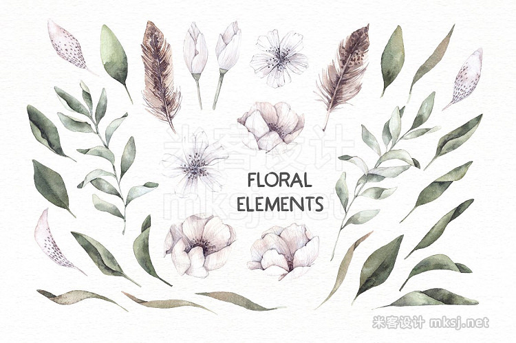 png素材 Secret flowers Watercolor kit