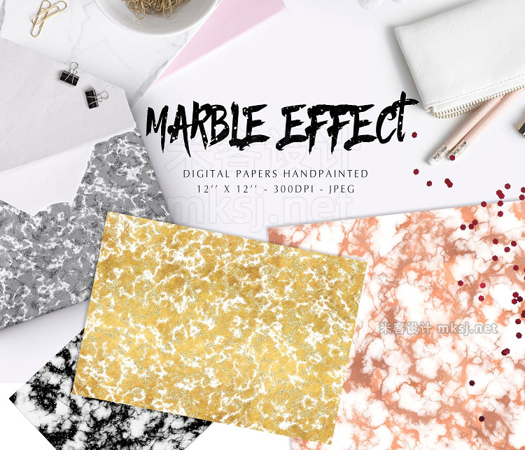 png素材 Digital papers marble effect