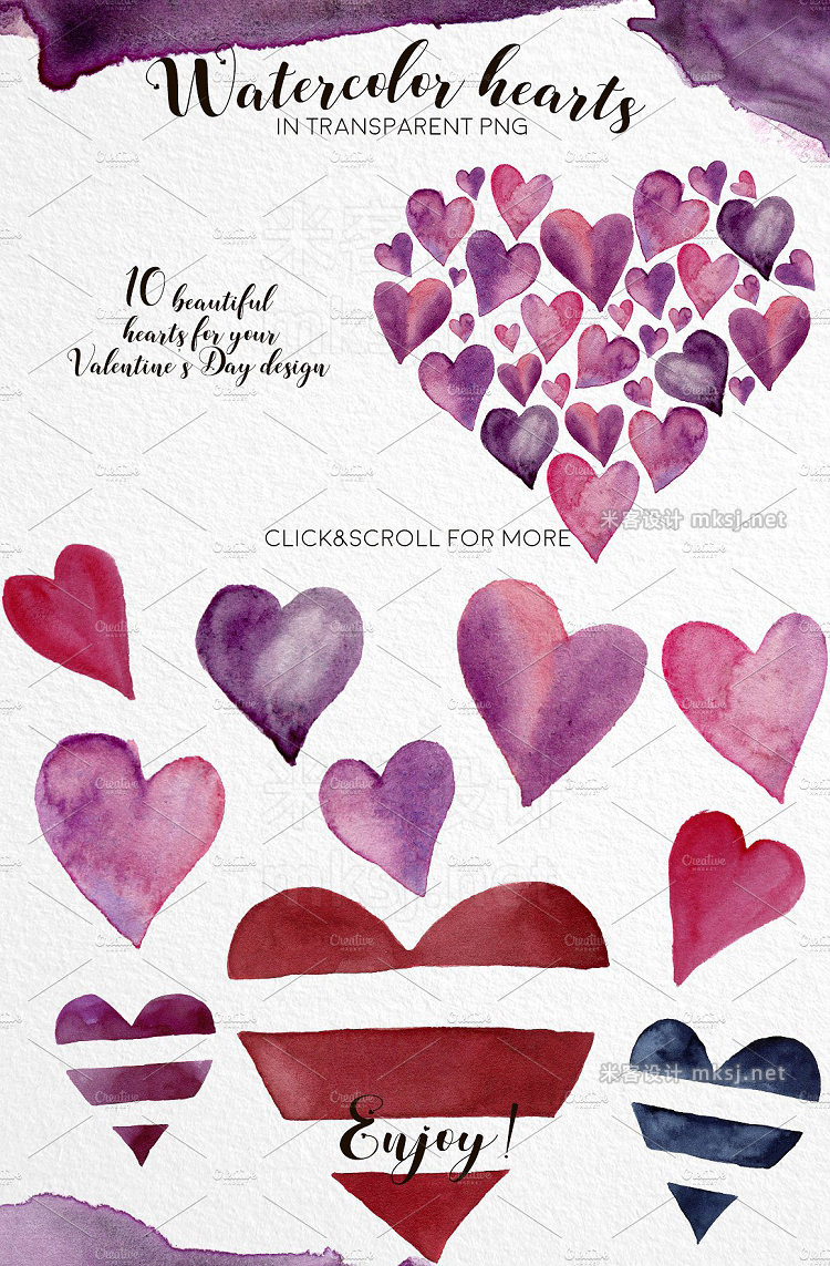 png素材 Be my Valentine Watercolor bundle