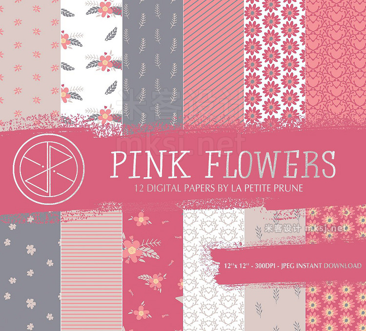 png素材 Pink flowers digital papers