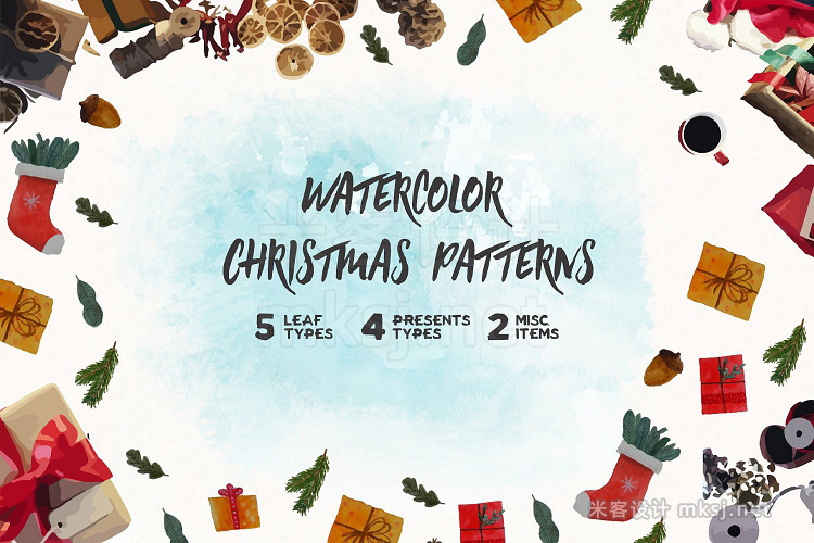 png素材 Watercolor Christmas Pattern