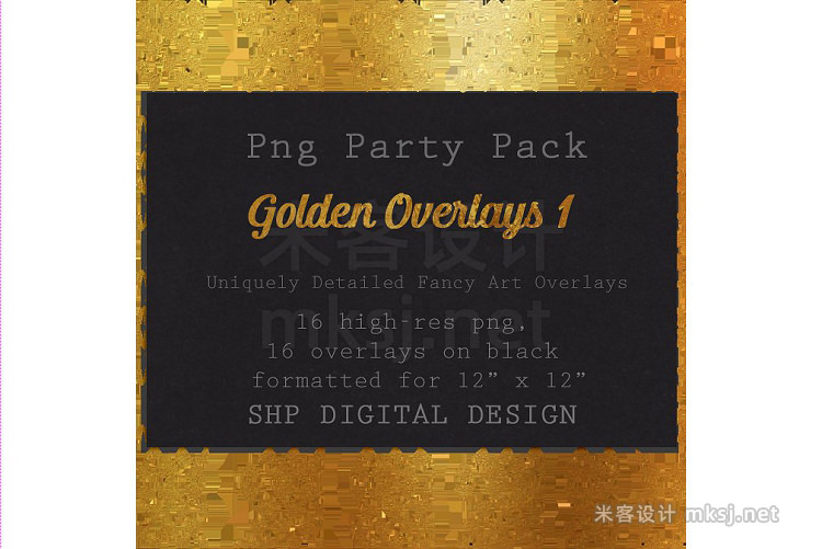 png素材 Fancy Golden Overlays  Art Pack 1