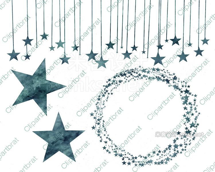 png素材 Dark Teal Blue Star Graphic Set