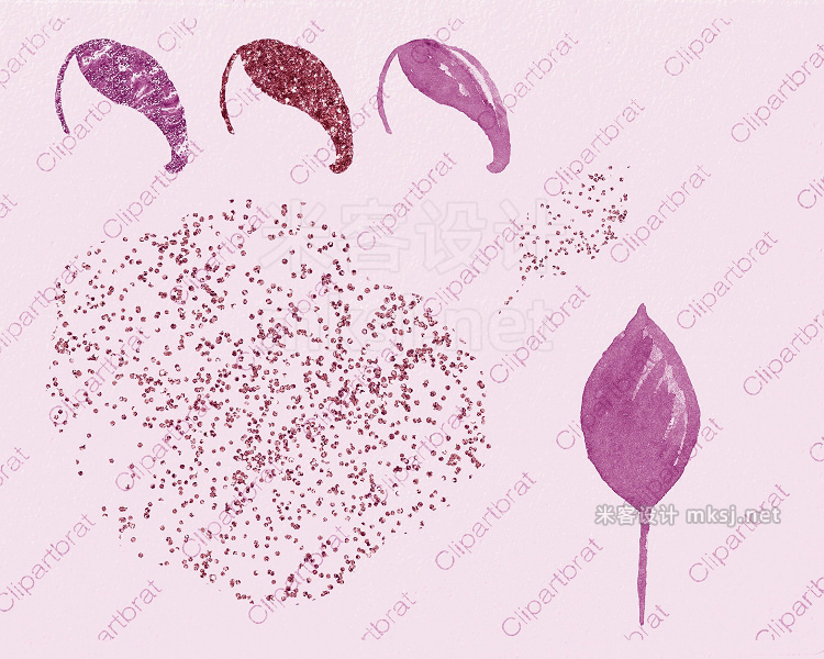 png素材 Wine Pink Tropical Floral Graphics