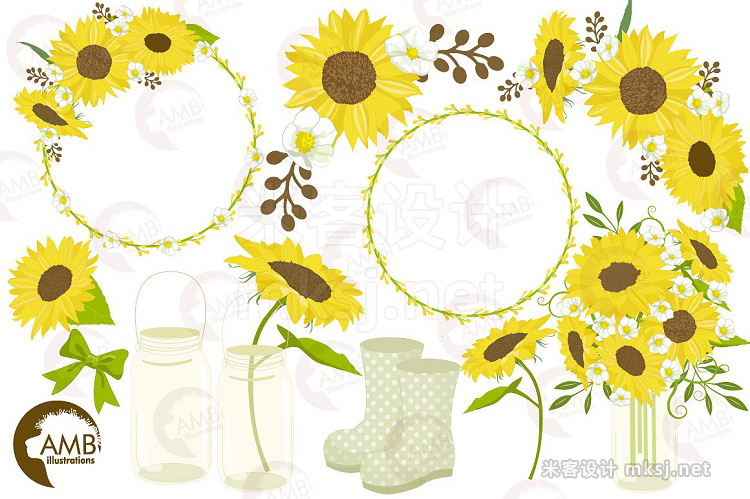 png素材 Glorious Sunflowers clipart AMB-1416