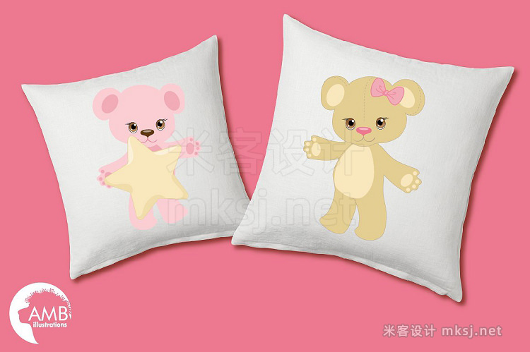 png素材 Baby bear in pink nursery AMB-1450