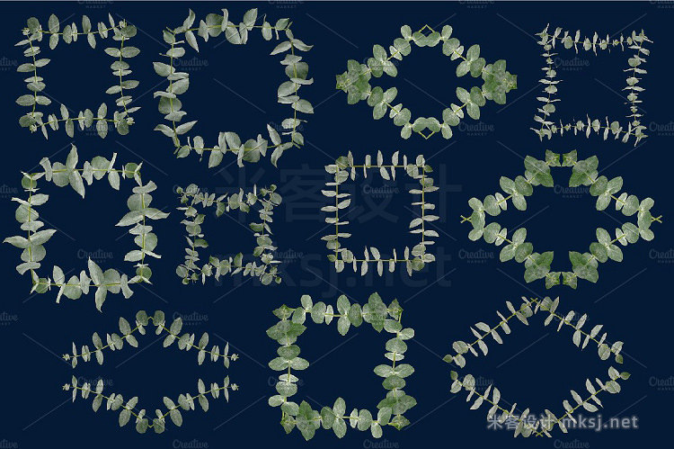 png素材 Eucalyptus Branches Wreath ClipArt