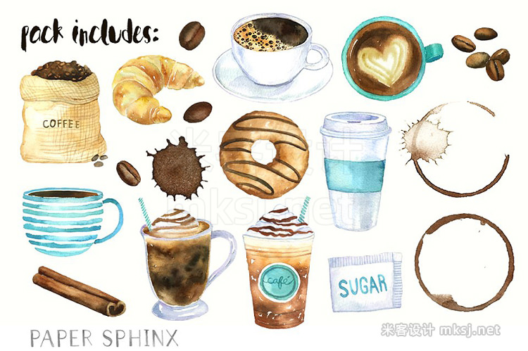 png素材 Watercolor Coffee Clipart