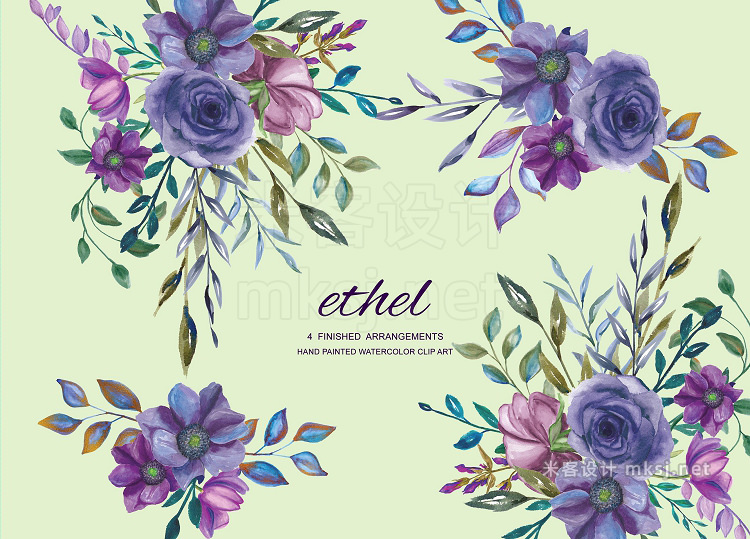 png素材 Watercolor Purple Floral Clip Art