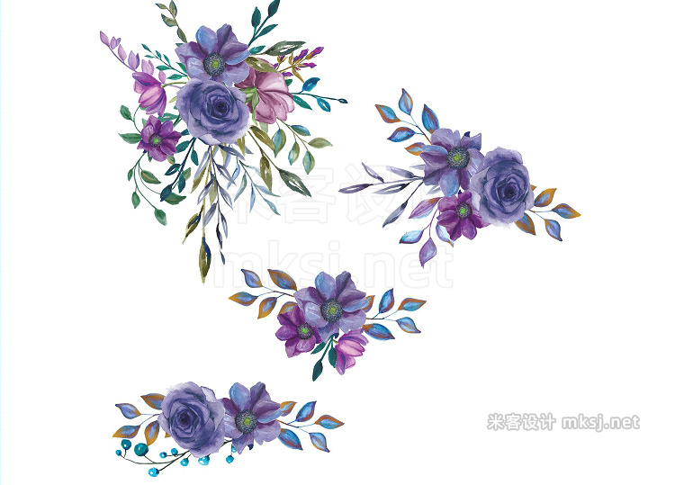 png素材 Watercolor Purple Floral Clip Art
