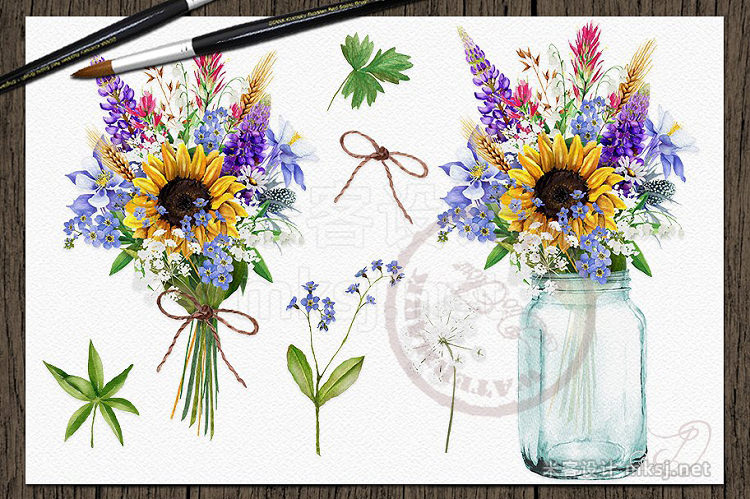 png素材 Wild Flowers Watercolor Clip Art