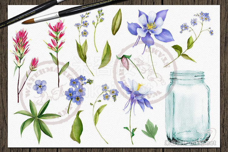 png素材 Wild Flowers Watercolor Clip Art