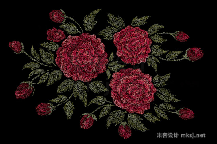 png素材 Embroidery roses