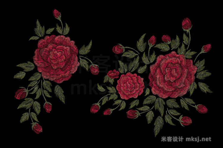 png素材 Embroidery roses