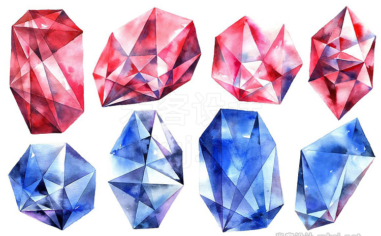 png素材 Watercolor diamonds set