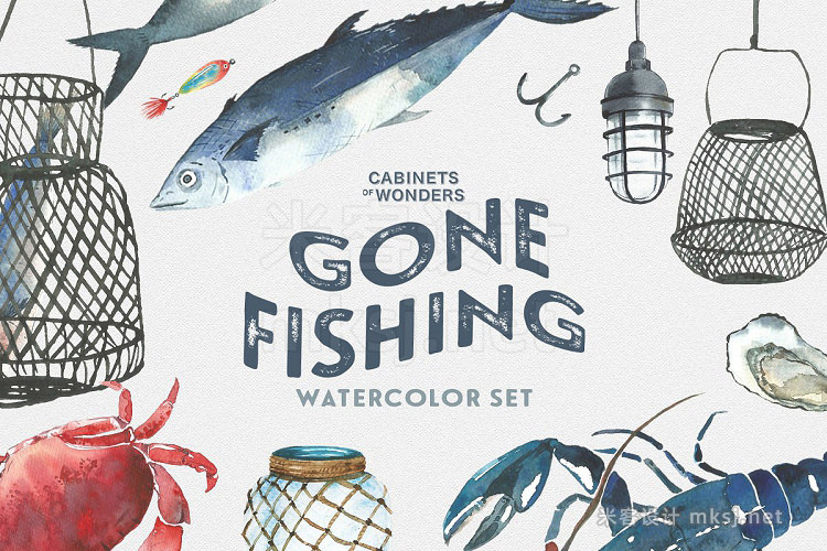 png素材 Gone Fishing Watercolor Clip arts