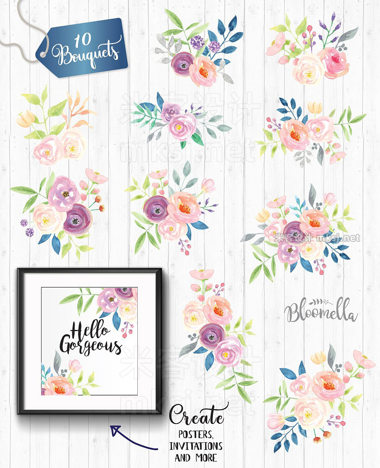 png素材 Candy Pastel Watercolor Flower Pack