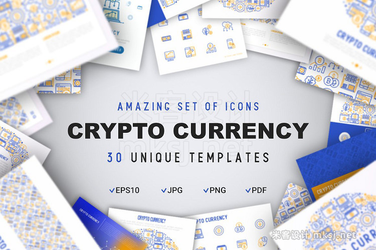 png素材 Crypto Currency Icons Set Concept