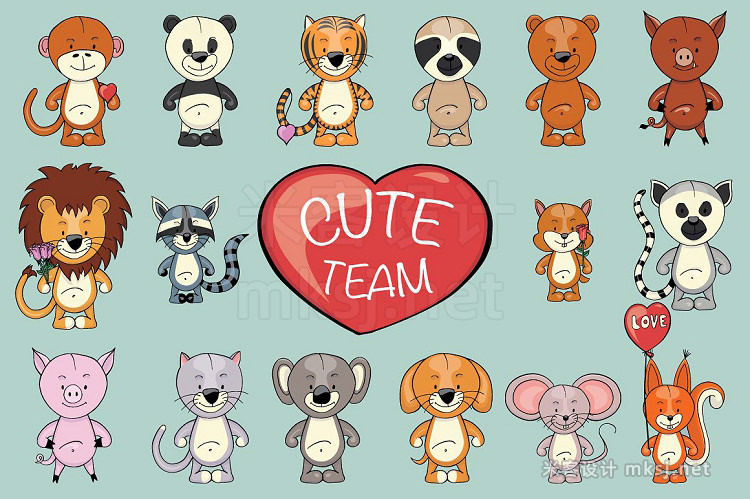png素材 Cute Team Animals clipart creator
