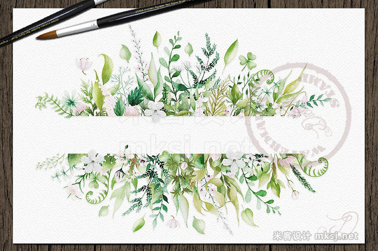 png素材 Floral Leaves Watercolor Clip Art