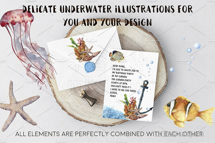 png素材 Underwater Watercolor clip art