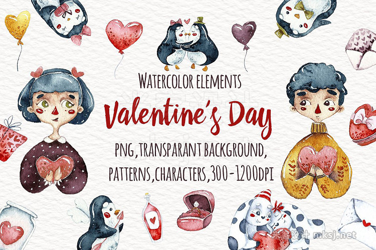 png素材 Watercolor Valentine's Day