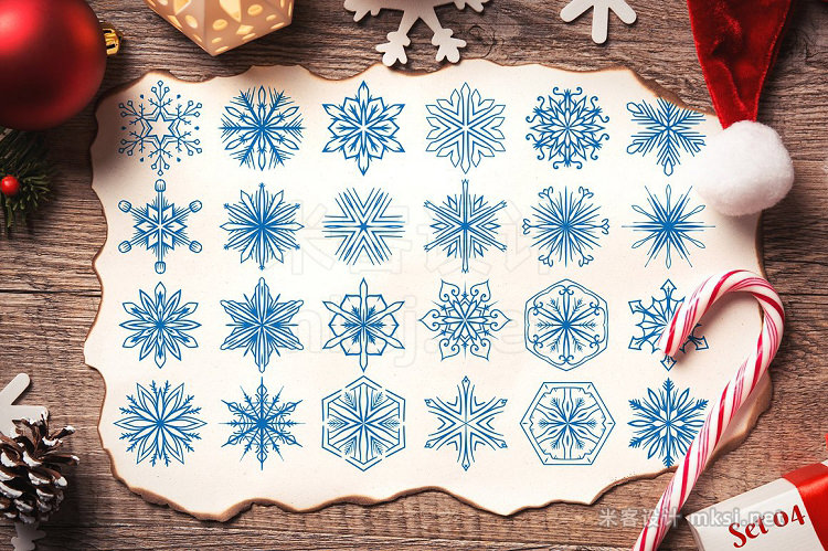 png素材 500 Snowflake Vector Ornaments