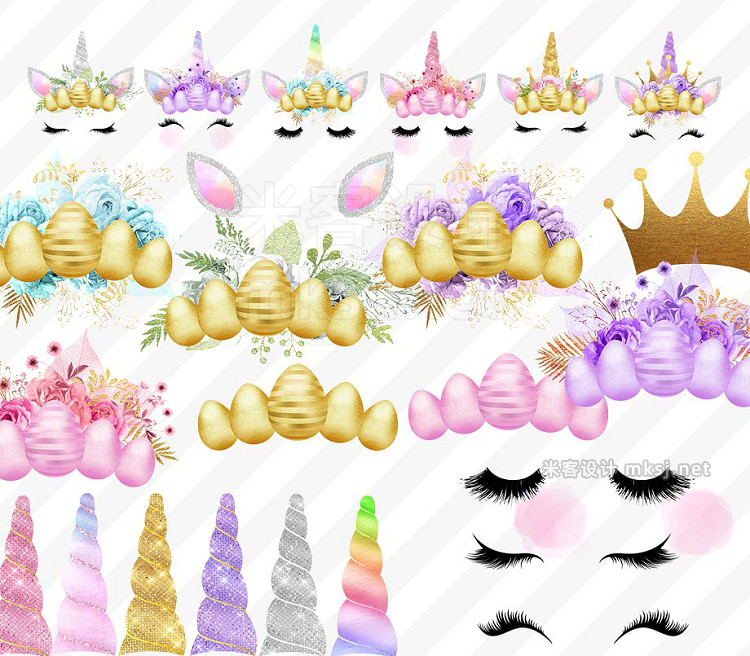 png素材 Easter Unicorn Faces clipart