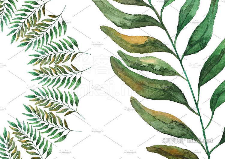 png素材 Watercolor Green Leaf ClipArt