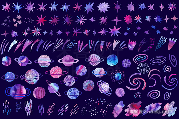 png素材 Watercolor space Cosmic set