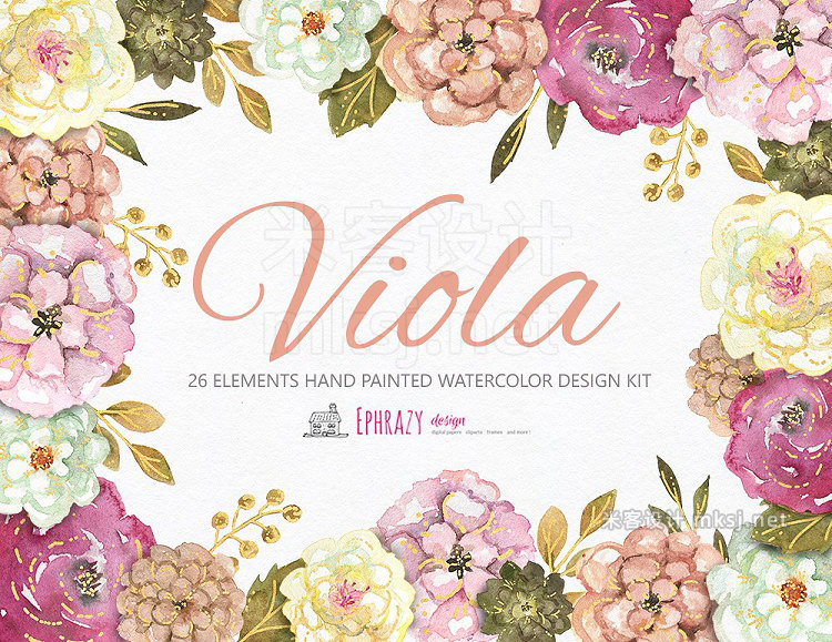 png素材 Viola Floral bundle Cliparts paper