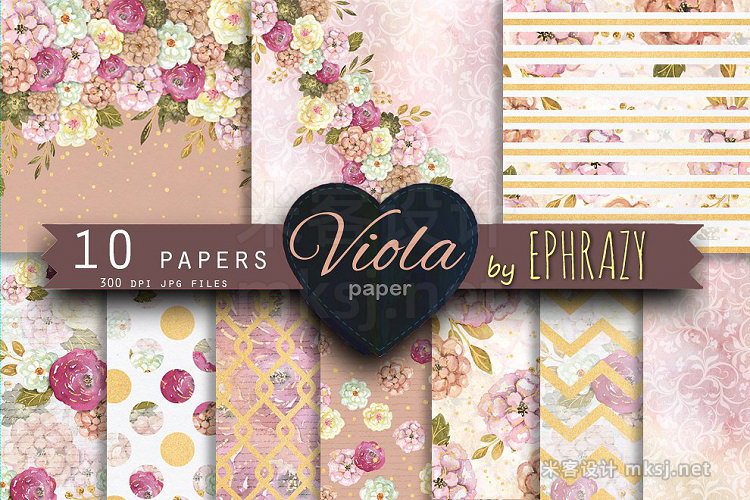 png素材 Viola Floral bundle Cliparts paper