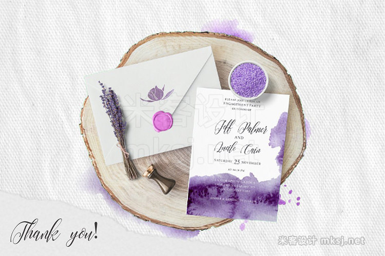 png素材 Ultra Violet Watercolor Wedding card