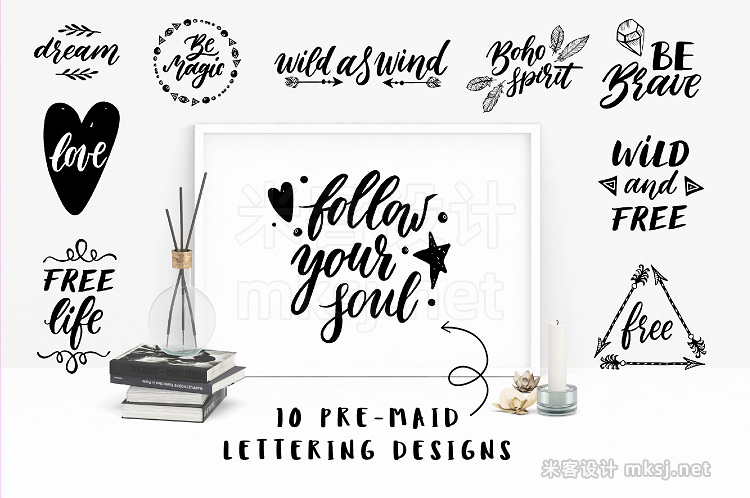 png素材 Boho Clip art and Lettering