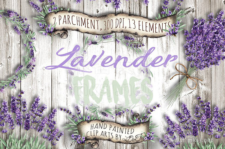 png素材 Lavender Frames Watercolor Clip Art