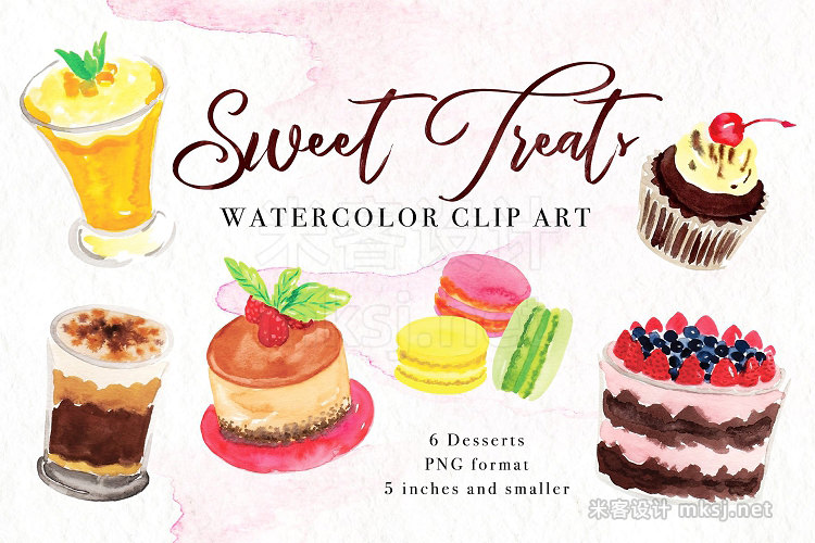 png素材 Sweet Treats Watercolor Clip Art
