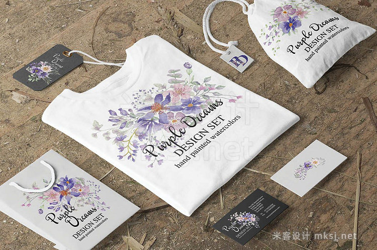 png素材 Purple dreams watercolor design set