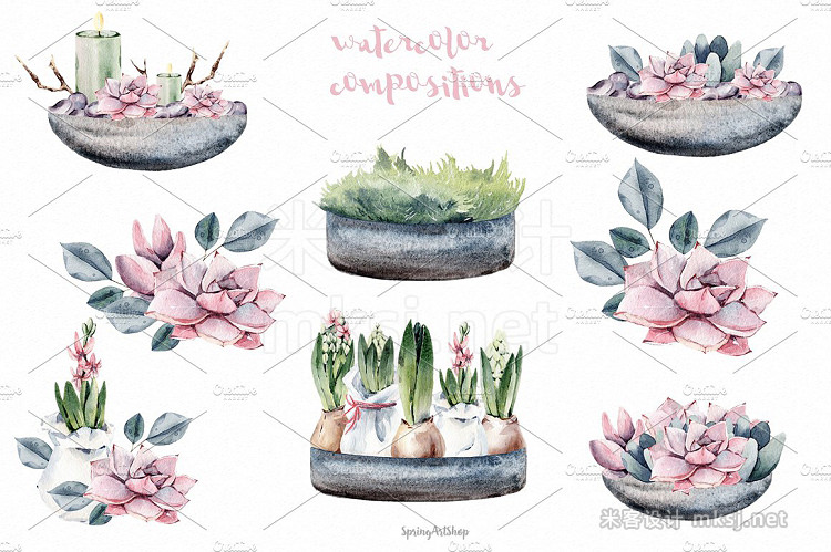 png素材 Spring watercolor compositions