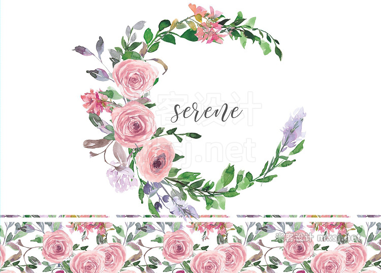 png素材 Watercolor Blush Rose Set