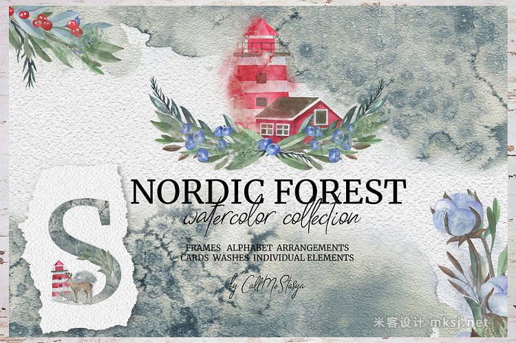 png素材 Nordic Forest Watercolor Collection