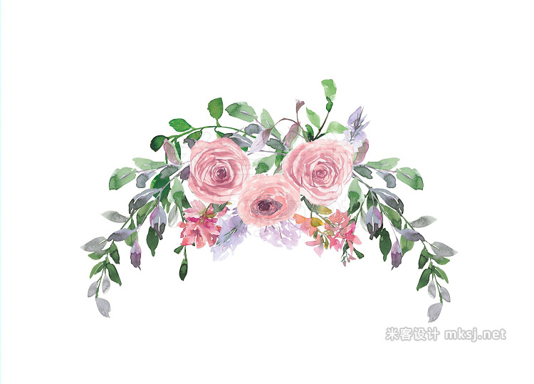 png素材 Hand Painted Watercolor Blush Rose