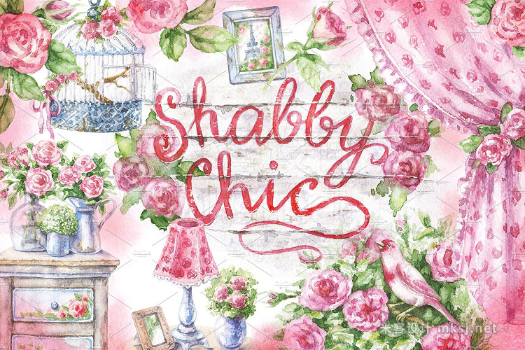 png素材 Watercolor Shabby Style Decor Items
