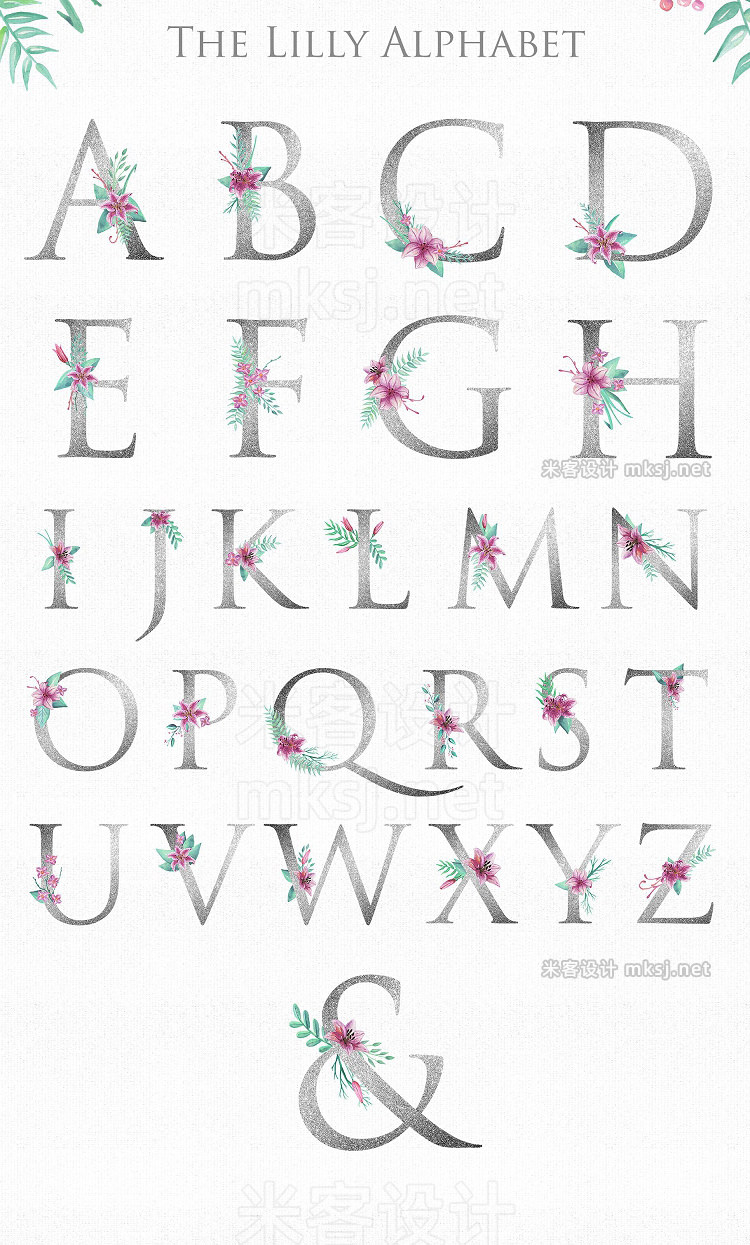 png素材 Lilly Alphabet Graphic Set