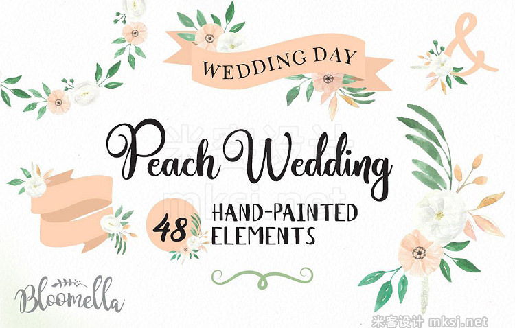 png素材 Peach Floral Wedding Flower Kit