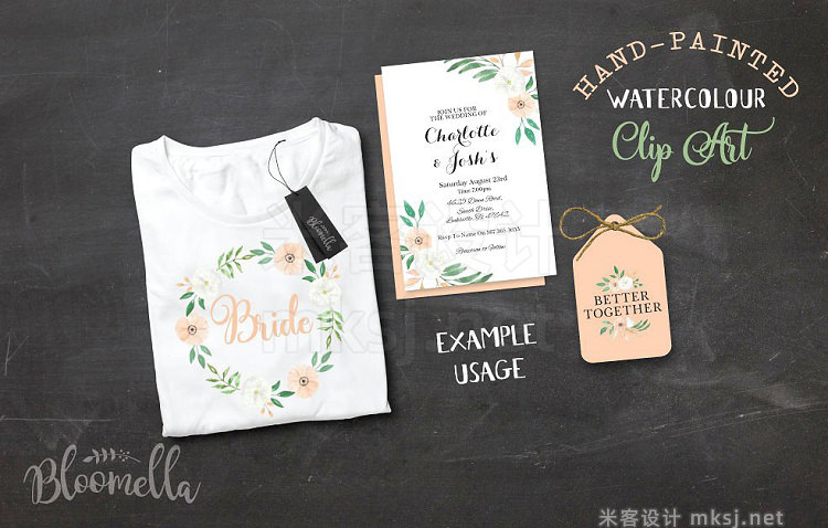 png素材 Peach Floral Wedding Flower Kit