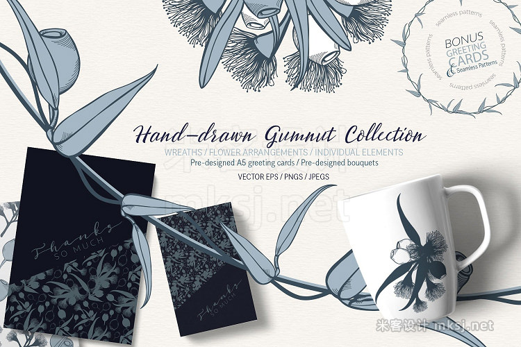 png素材 Hand Drawn Gumnut Flower Collection