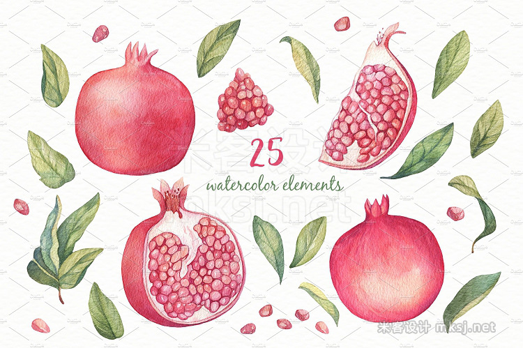 png素材 Watercolor Pomegranates