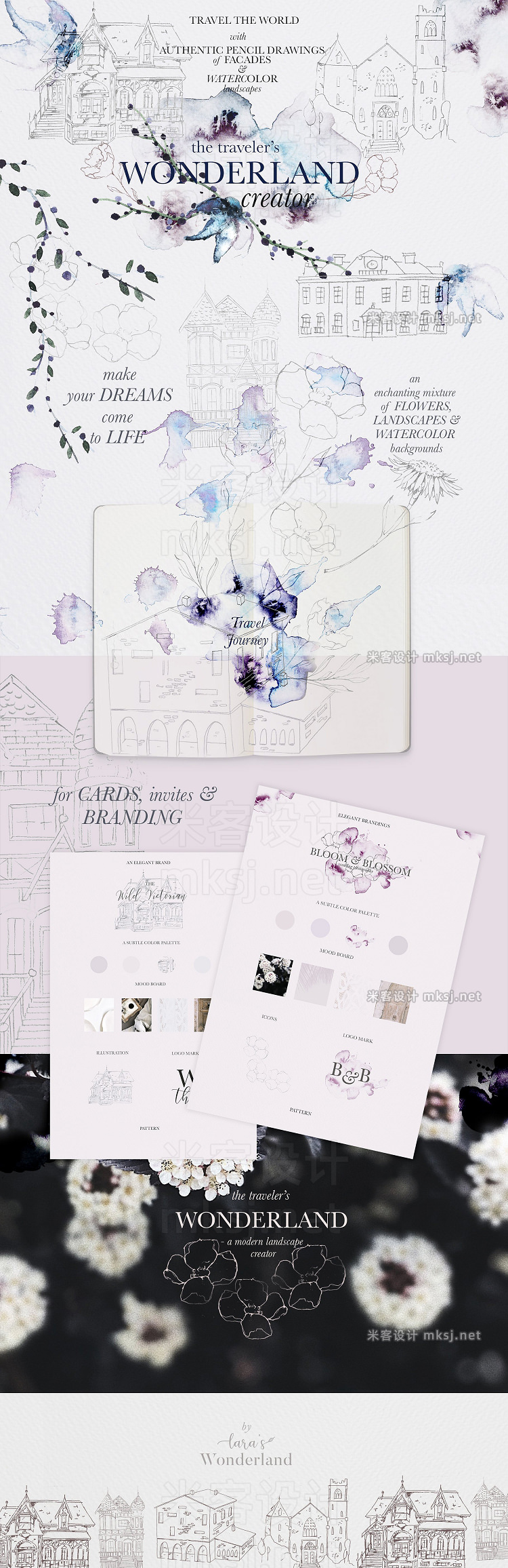 png素材 Wedding Venue  & Travel Watercolor Set