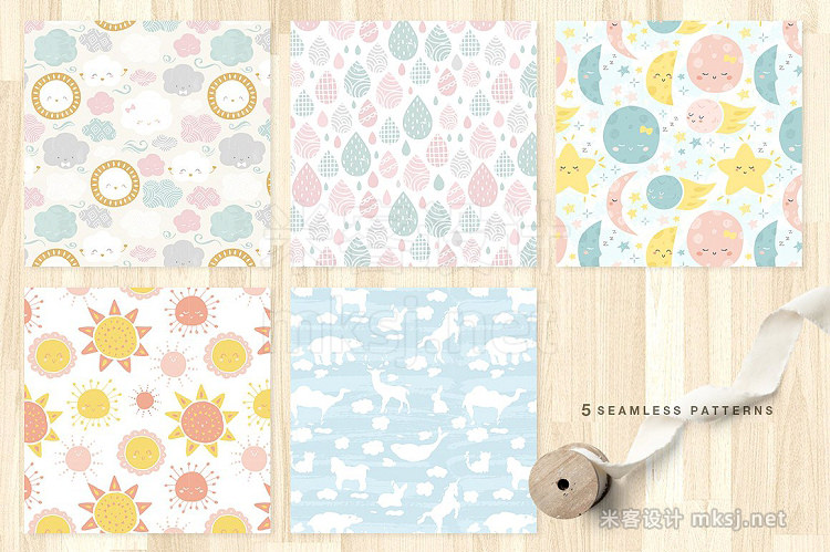 png素材 Cute baby patterns prints clipart