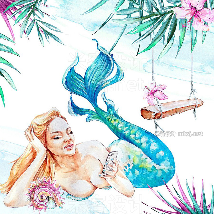 png素材 Mermaids Digital Paper